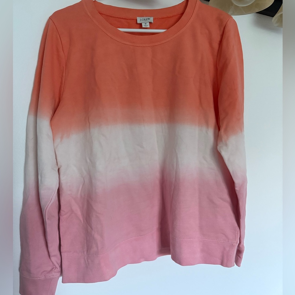 J. Crew Ombre Coral and White Sweatshirt